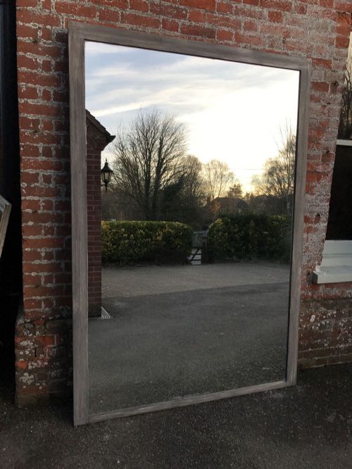 An Exceptional Large Antique 19th Century French Carved Wood Painted Plain Mirror.