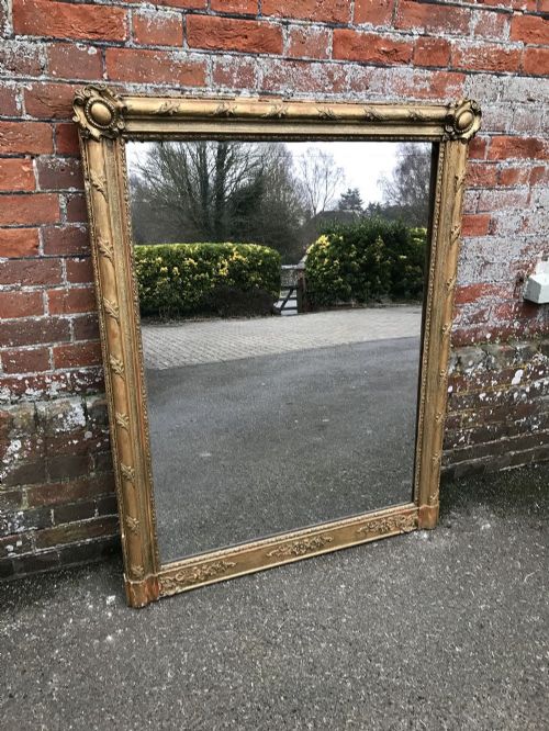 A Stunning Highly Useful Early Antique 19th Century French Carved Wood & Gesso Original Gilt Overmantle Mirror.