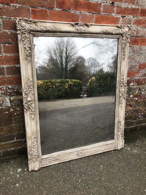 A Wonderful Useful Size Early Antique 19th Century French Carved Wood and Gesso Painted Louis Philippe Mirror.
