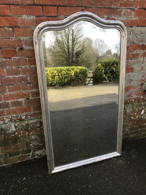 A Stunning Antique 19th Century French Carved Wood & Gesso Original Silvered Plain Shaped Top Mirror.