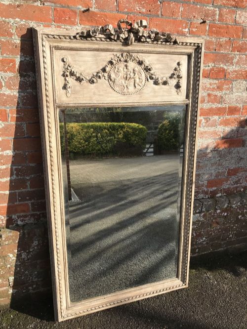A Stunning Highly Decorative Large Antique 19th Century French Carved Wood & Gesso Painted Mirror.