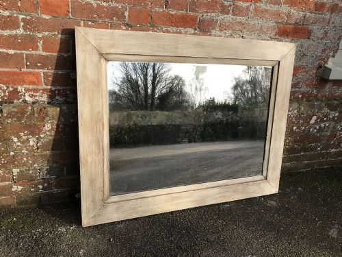A Very Useful Size Early Antique 19th Century French Carved Wood Painted Plain Mirror.