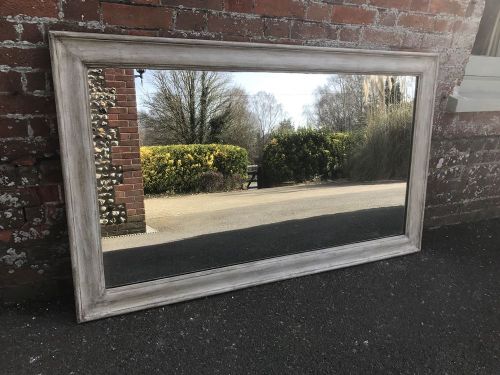 A Wonderful Large Antique 19th Century French Carved Wood and Gesso Painted Plain Mirror.