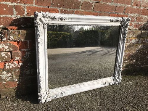 A Good Size Early Antique 19th Century French Carved Wood & Gesso Distressed Painted Louis Phillippe Mirror.