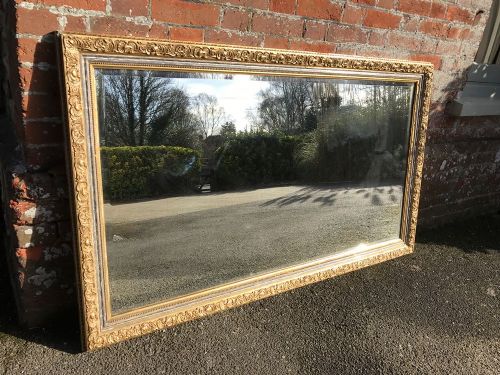 A Superb Antique 19th Century French Carved Wood & Gesso Original Silver/gilt Mirror.