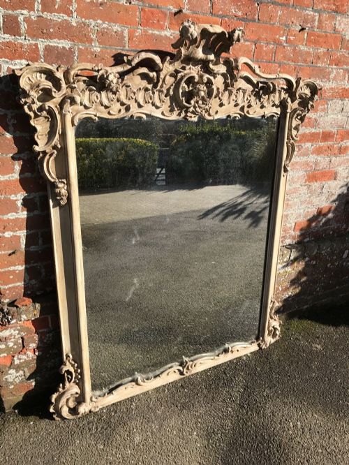 A Stunning Highly Decorative Large Antique 19th Century French Carved Wood and Gesso Painted Ornate Framed Mirror.
