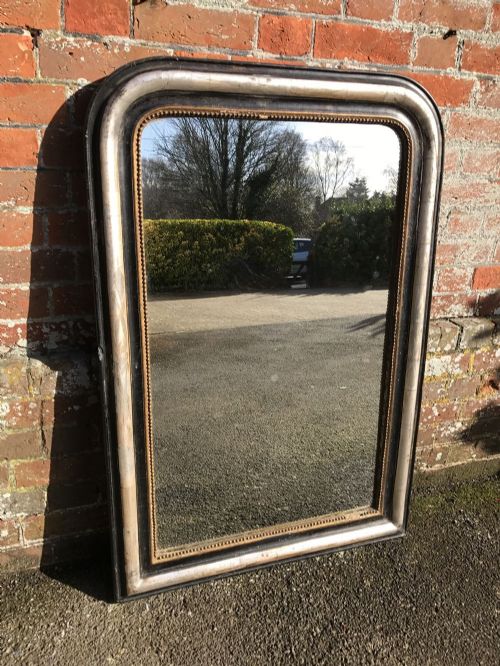 A Very Useful Size Antique 19th Century French Carved Wood & Gesso Arched Top Louis Philippe Mirror.