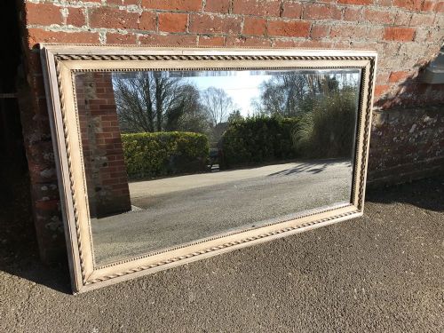 A Stunning Large Antique 19th Century French Carved Wood & Gesso Rope Twist Framed Painted and Silvered Mirror.
