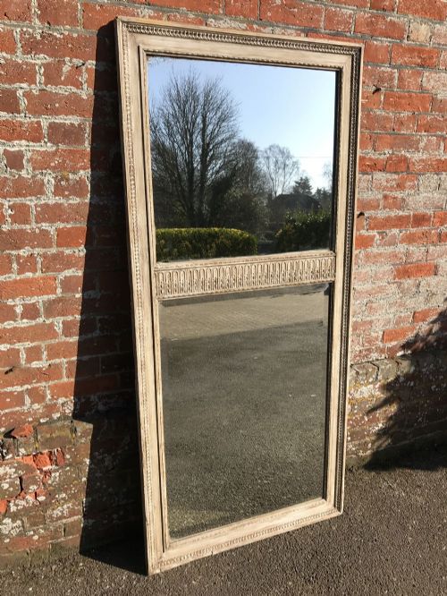 A Fabulous Large Antique 19th Century French Unusual 2 Section Framed Carved Wood & Gesso Distressed Painted Mirror.