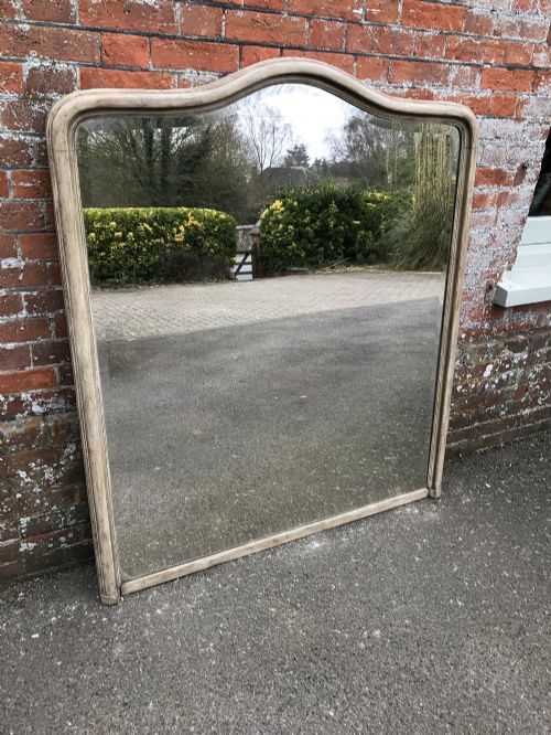 A Stunning Large Antique 19th Century French Carved Wood Painted Plain Shaped Top Mirror
