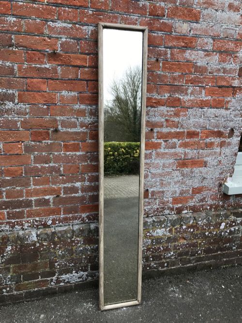 A Very Useful Plain Carved Wood Antique 19th Century French Painted Narrow Mirror.