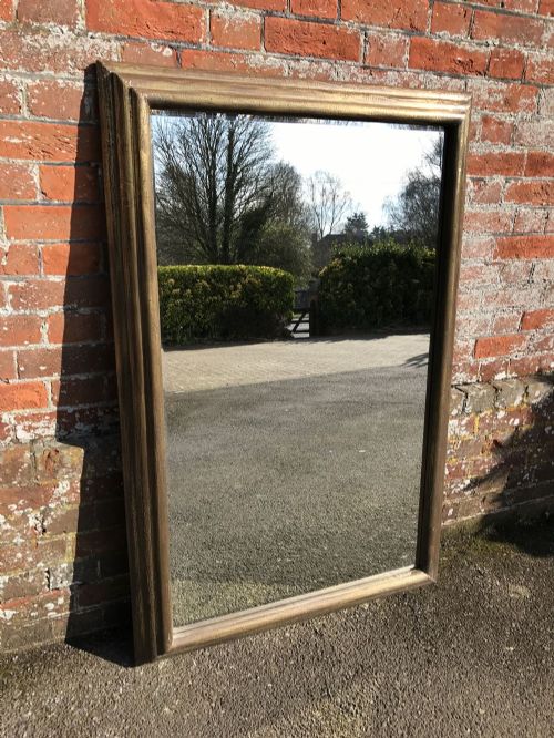 A Superb Antique Early 20th Century French Carved Wood & Brass Ribbed Framed Bistro Mirror.
