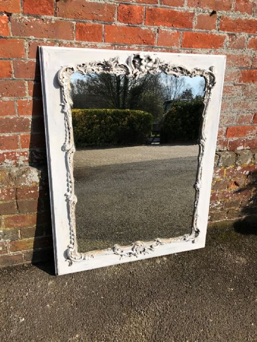 A Wonderful Highly Decorative Antique 19th Century French Carved Wood & Gesso Distressed Painted Mirror.