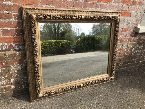 An Exquisite Very Useful Size Antique 19th Century French Carved Wood Gilt Mirror.