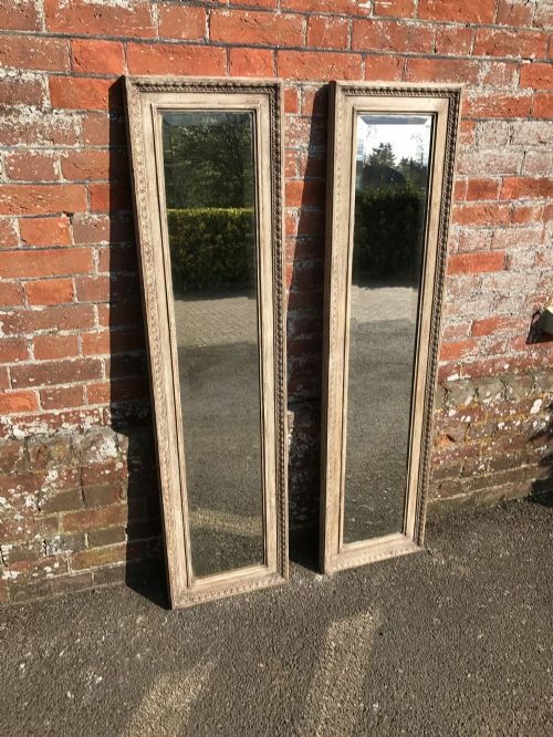A Fabulous Pair of Antique 19th Century Carved Wood Painted Plain Pier Mirrors.