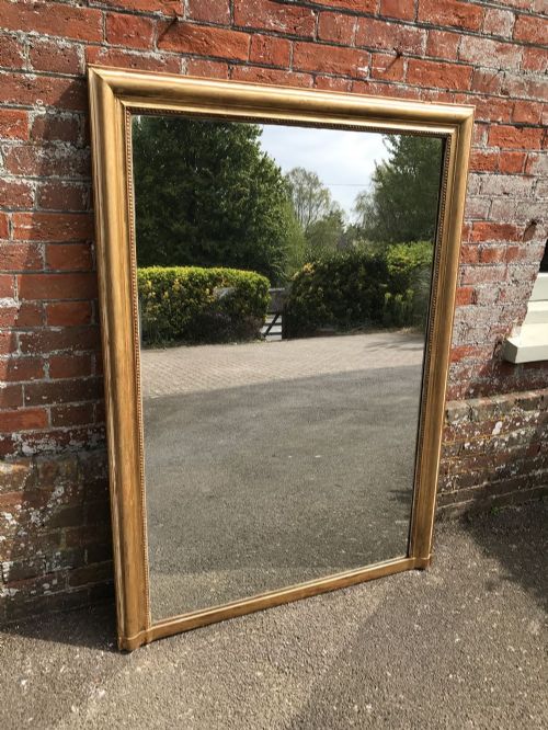 A Wonderful Large Plain Antique 19th Century French Carved Wood & Gesso Original Gilt Mirror.