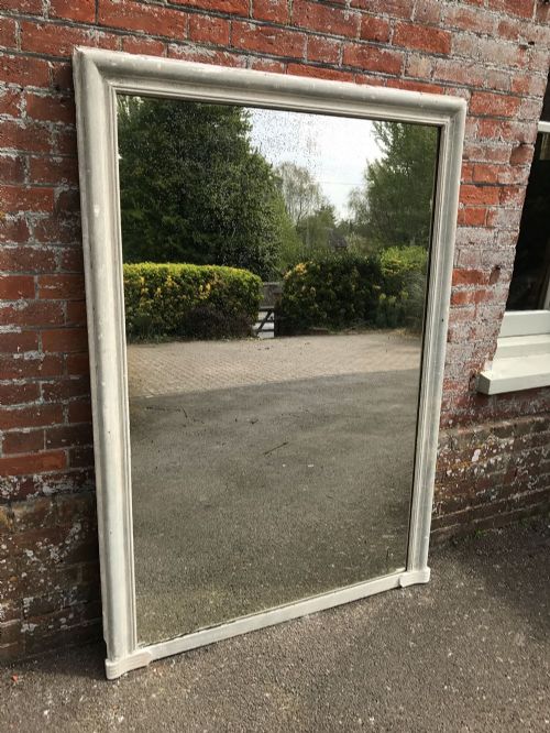 A Spectacular Large Antique 19th Century French Carved Wood & Gesso Original Painted Mirror.