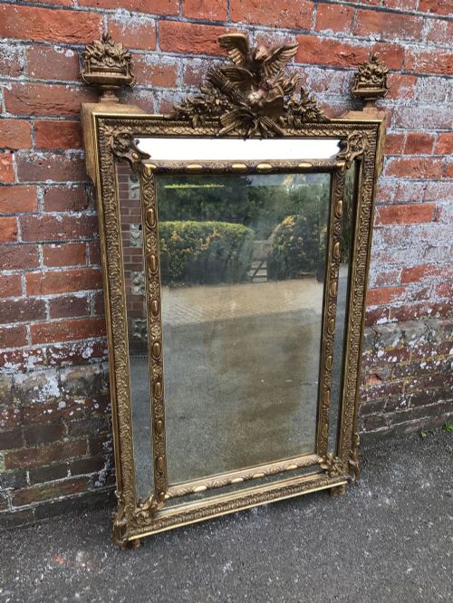 A Superb Highly Decorative Large Antique 19th Century French Carved Wood & Gesso Original Gilt Cushion Mirror.