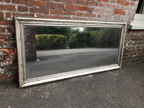 A Stunning Large Early Antique 19th Century French Carved Wood & Gesso Original Distressed Silvered Bistro Mirror.