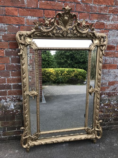 An Absolutely Stunning Large Antique 19th Century French Carved Wood & Gesso Gilt Rope Twist Framed Cushion Mirror.