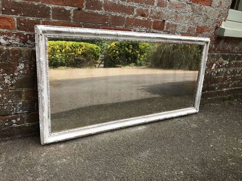 A Good Size Early Antique 19th Century French Carved Wood & Gesso Distressed Painted Mirror.