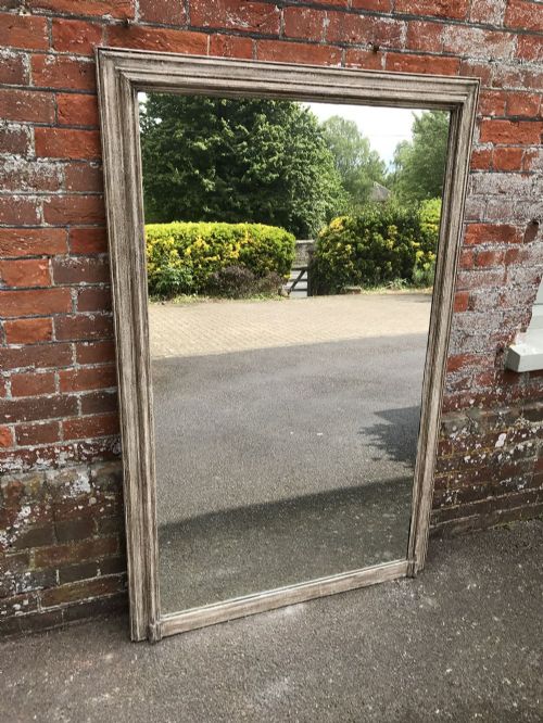 A Wonderful Large Antique 19th Century French Carved Wood Painted Plain Framed Mirror.