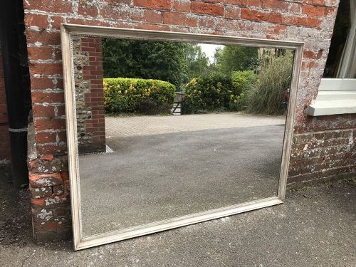 A Highly Unusual Large Antique 19th Century French Original Carved Wood Painted Bistro Mirror.