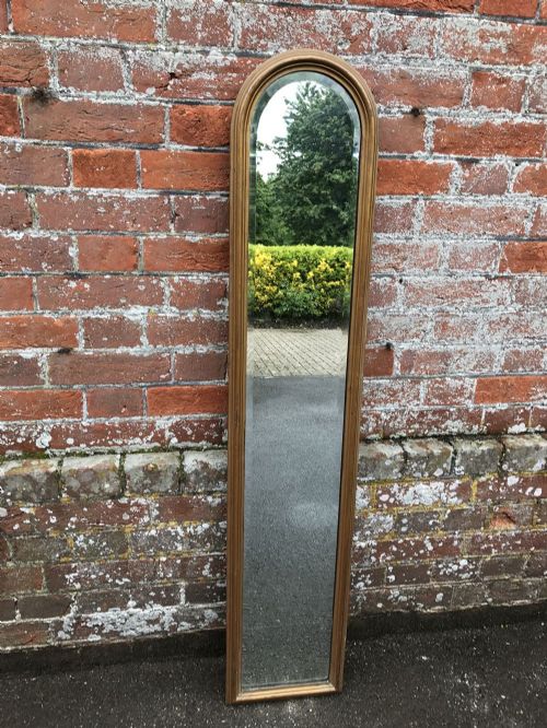 A Very Useful Size Antique 19th Century  French Carved Wood Gilt Arched Top Pier Mirror.