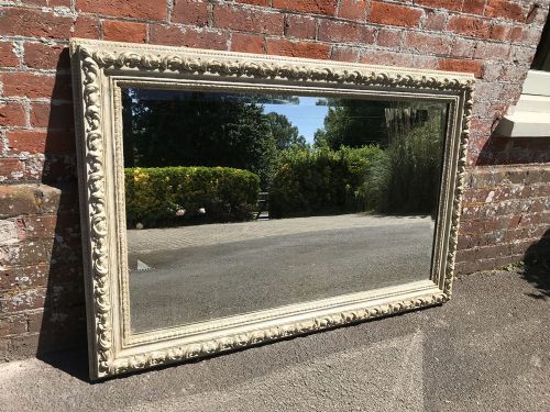 A Stunning Large Antique 19th Century Carved Wood & Gesso Italian Painted & Traces of Gilt Ornate Framed Mirror.