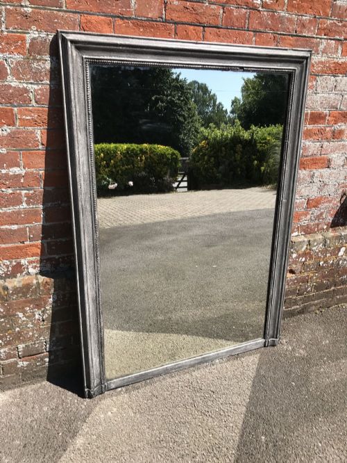 A Fabulous Large Antique 19th Century French Carved Wood and Gesso Painted Plain Mirror.