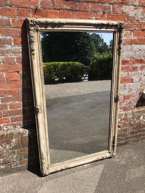 A Spectacular Large Early Antique 19th Century French Carved Wood & Gesso Painted Louis Philippe Mirror.