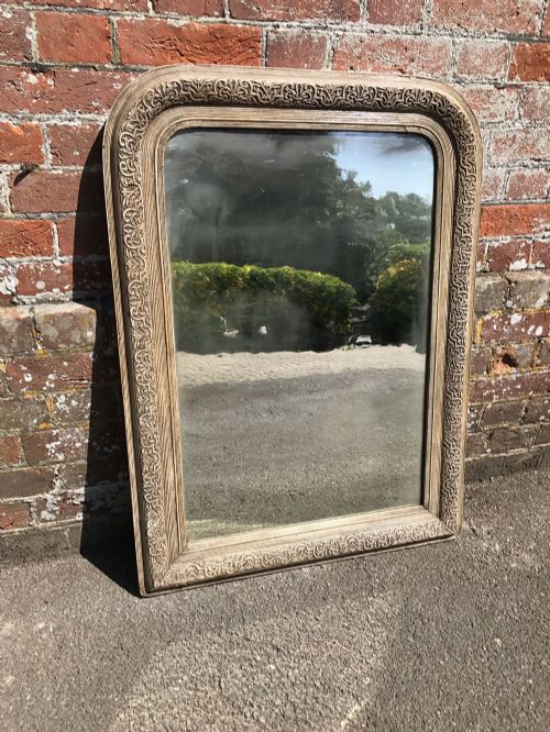 A Wonderful Antique 19th Century French Carved Wood & Gesso Arched Top Painted Louis Philippe Mirror.