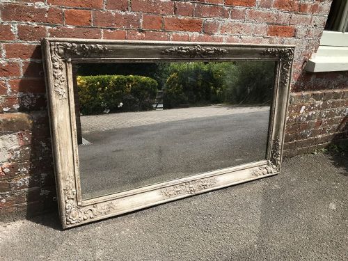 A Wonderful Highly Useful Early Antique 19th Century French Carved Wood and Gesso Painted  Louis Philippe Mirror.