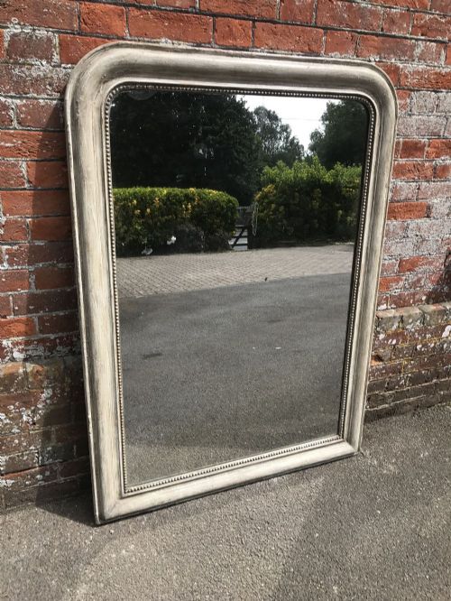 A Delightful Large Early Antique 19th Century French Carved Wood & Gesso Arched Top Painted Louis Philippe Mirror.
