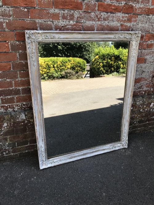 A Fabulous Good Size Early Antique 19th Century French Carved Wood and Gesso Distressed Painted Louis Philippe Mirror.