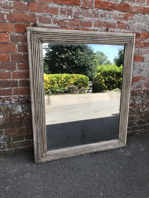 A Superb Early Antique 19th Century French Carved Wood & Gesso Painted Ribbed Mirror.