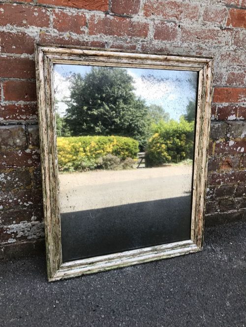 An Exquisite Early Antique 19th Century French Carved Wood & Gesso Original Silvered Distressed Bistro Mirror.