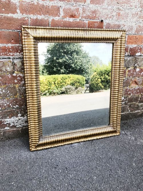 A Fabulous Antique 19th Century French Carved Wood & Gesso Original Gilt Ribbed Bistro Mirror.