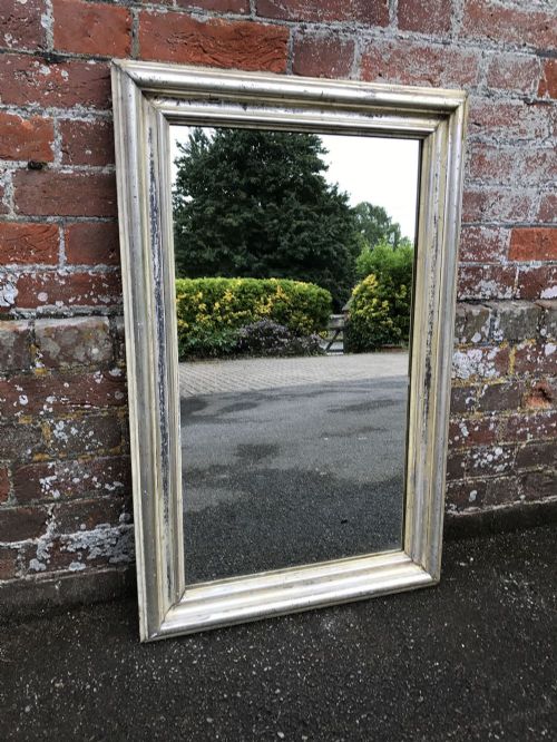 A Wonderful Useful Size Early Antique 19th Century French Carved Wood & Gesso Original Silvered Bistro Mirror.