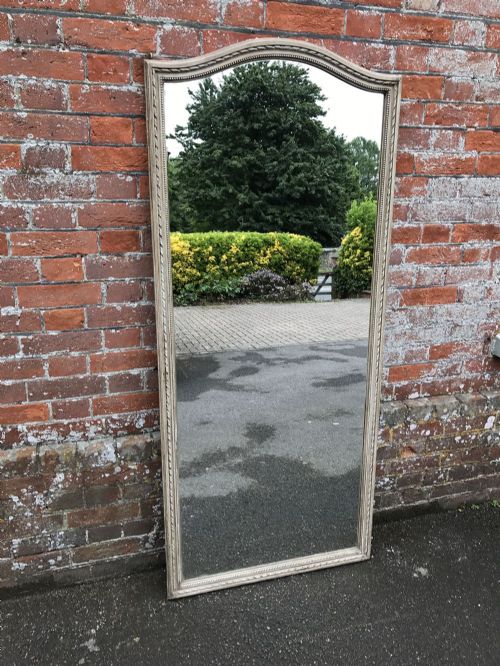 A Delightful Large Antique 19th Century French Carved Wood Painted Shaped Top Plain Rope Twist Framed Mirror.