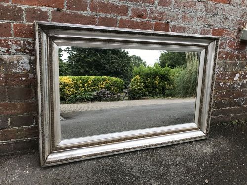 A Fabulous Good Size Antique 19th Century French Carved Wood & Gesso Original Silvered Bistro Mirror.