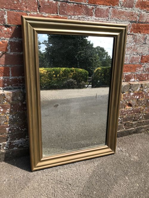 A Superb Very Useful Size Antique 19th Century French Carved Wood & Brass Framed Ribbed Bistro Mirror.