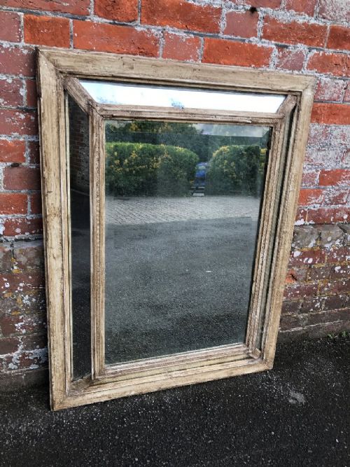 A Wonderful Very Useful Size Antique 19th Century French Carved Wood & Gesso Painted Plain Cushion Mirror.
