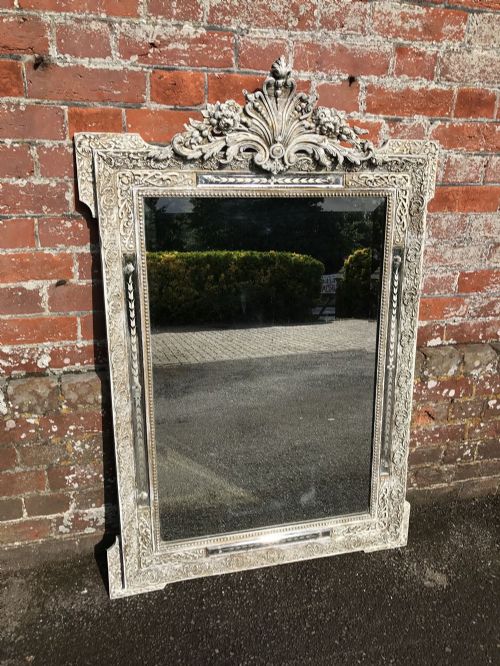 A Superb Antique 19th Century French Carved Wood & Gesso Painted Mirror.
