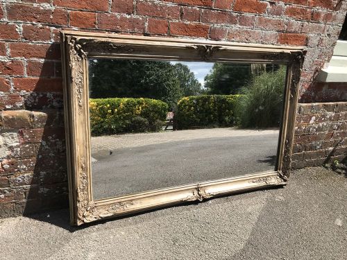 A Highly Useful Size Early Antique 19th Century French Carved Wood & Gesso Painted Mirror.