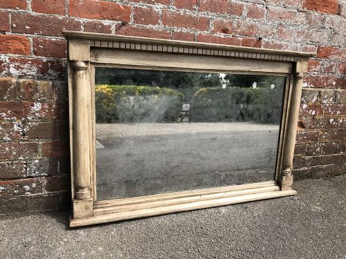 A Wonderful Very Useful Size Antique 19th Century English Carved Wood Painted Overmantle Mirror.
