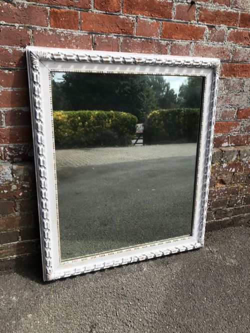 A Fabulous Antique 19th Century French Carved Wood and Gesso Distressed Painted Rope Twist Mirror.