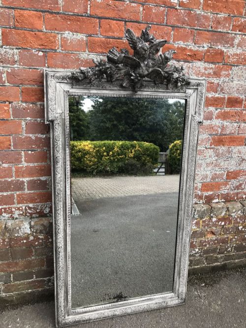 A Fabulous Antique 19th Century French Carved Wood & Gesso Painted Mirror