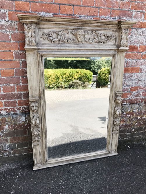 A Wonderful Large Antique 19th Century French Carved Wood Painted Mirror.