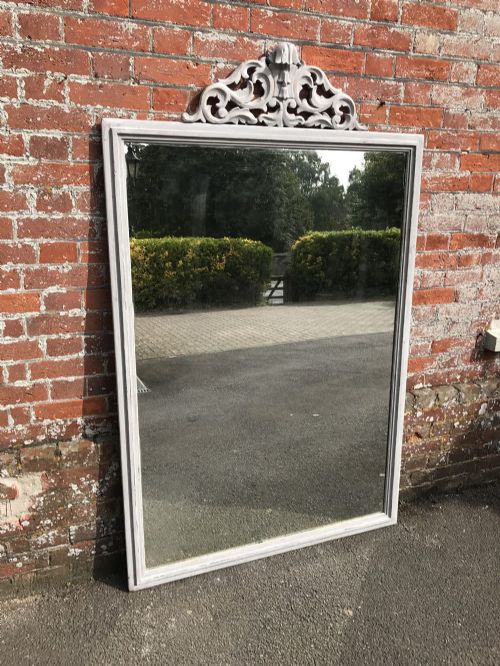 A Stunning Large Antique 19th Century French Carved Wood & Gesso Painted Mirror.